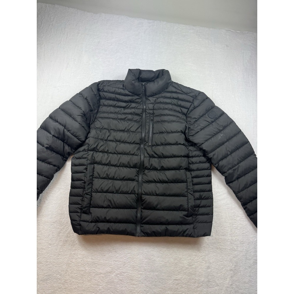 Kennith Cole Men's Down Puffer Jacket Size L Black Full Zip Pockets Long Sleeve
